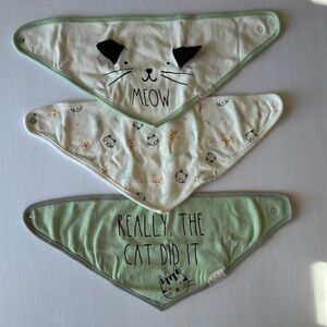 Set of 3 Cat Themed Baby Bibs